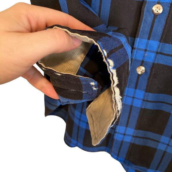 Cabelas Blue Black Checked Flannel Outdoors Gorpcore Button Down Shirt Size XL - Picture 7 of 16